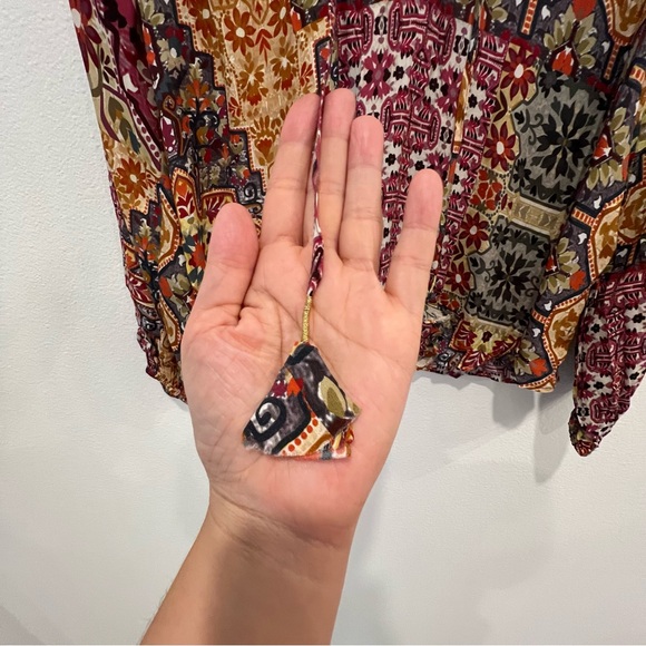 Anthropologie Kachel Multicolor Ambrosia Peasant Blouse Top Silk Blend Size 4 - Picture 3 of 10